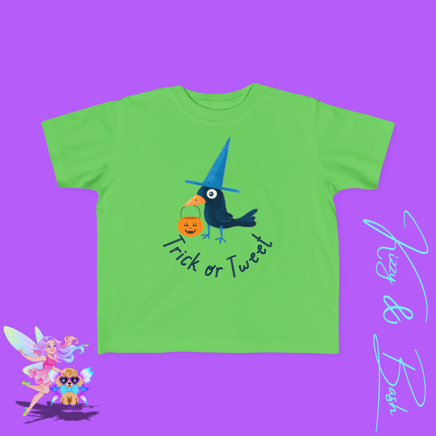 Trick-or-Tweet Black Bird Halloween Shirt for Toddlers Cute and Funny Fall Tee Halloween Gift Idea for Toddlers Halloween Pun Shirt for Toddler's Fine Jersey Tee