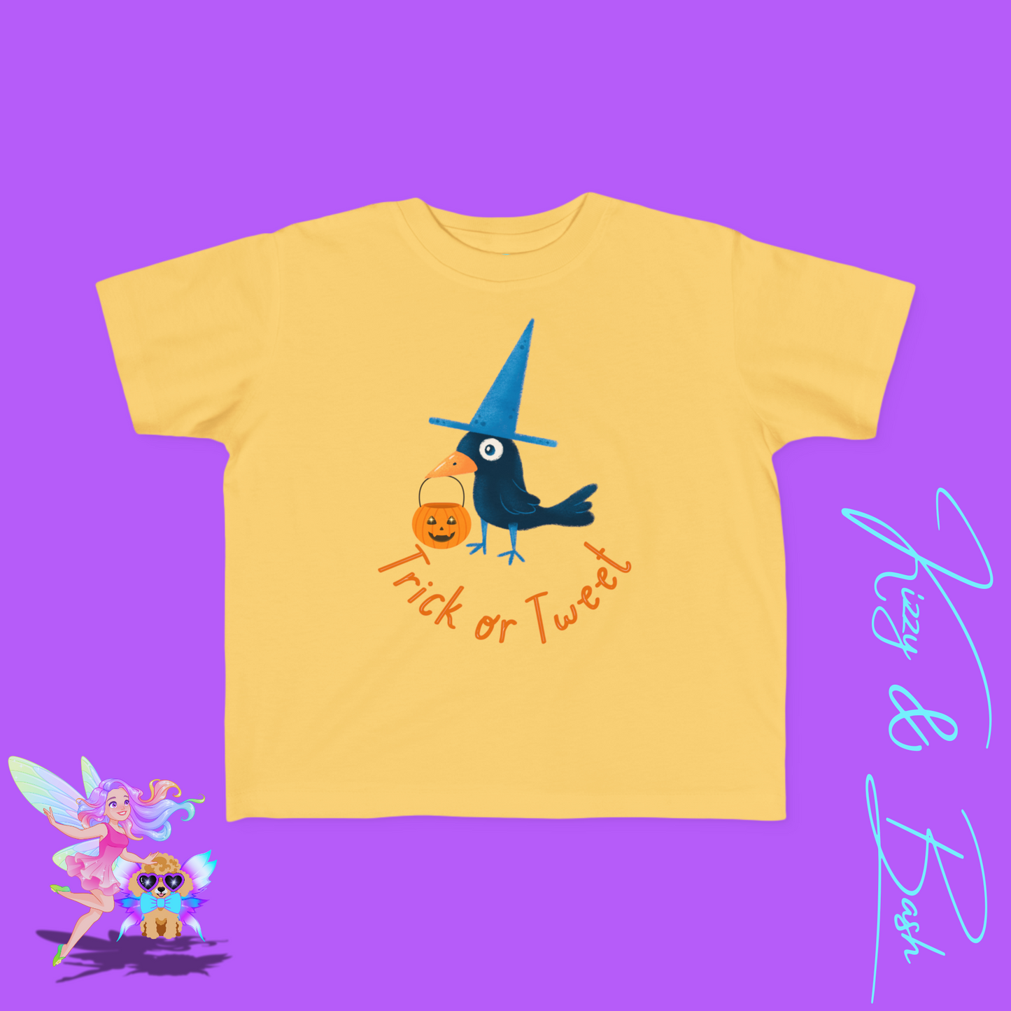 Trick-or-Tweet Black Bird Halloween Shirt for Toddlers Cute and Funny Fall Tee Halloween Gift Idea for Toddlers Halloween Pun Shirt for Toddler's Fine Jersey Tee