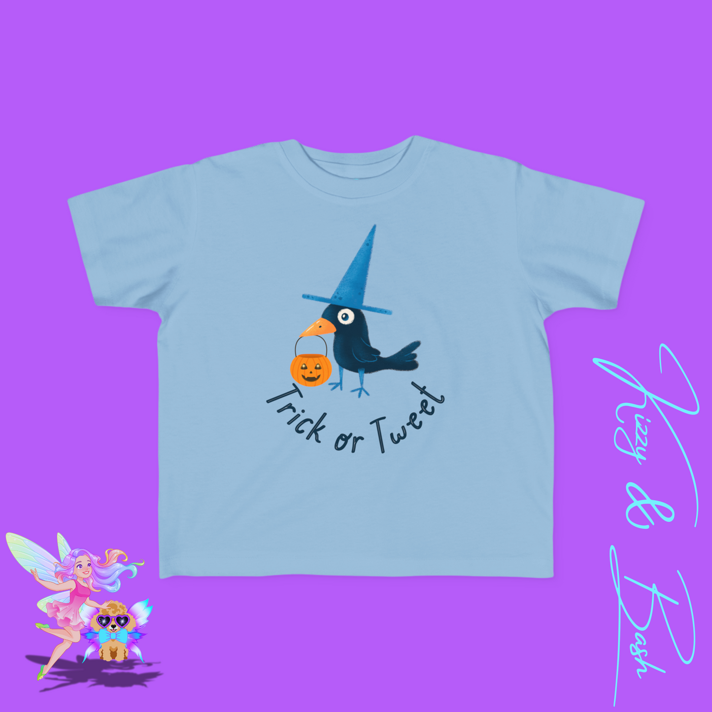 Trick-or-Tweet Black Bird Halloween Shirt for Toddlers Cute and Funny Fall Tee Halloween Gift Idea for Toddlers Halloween Pun Shirt for Toddler's Fine Jersey Tee