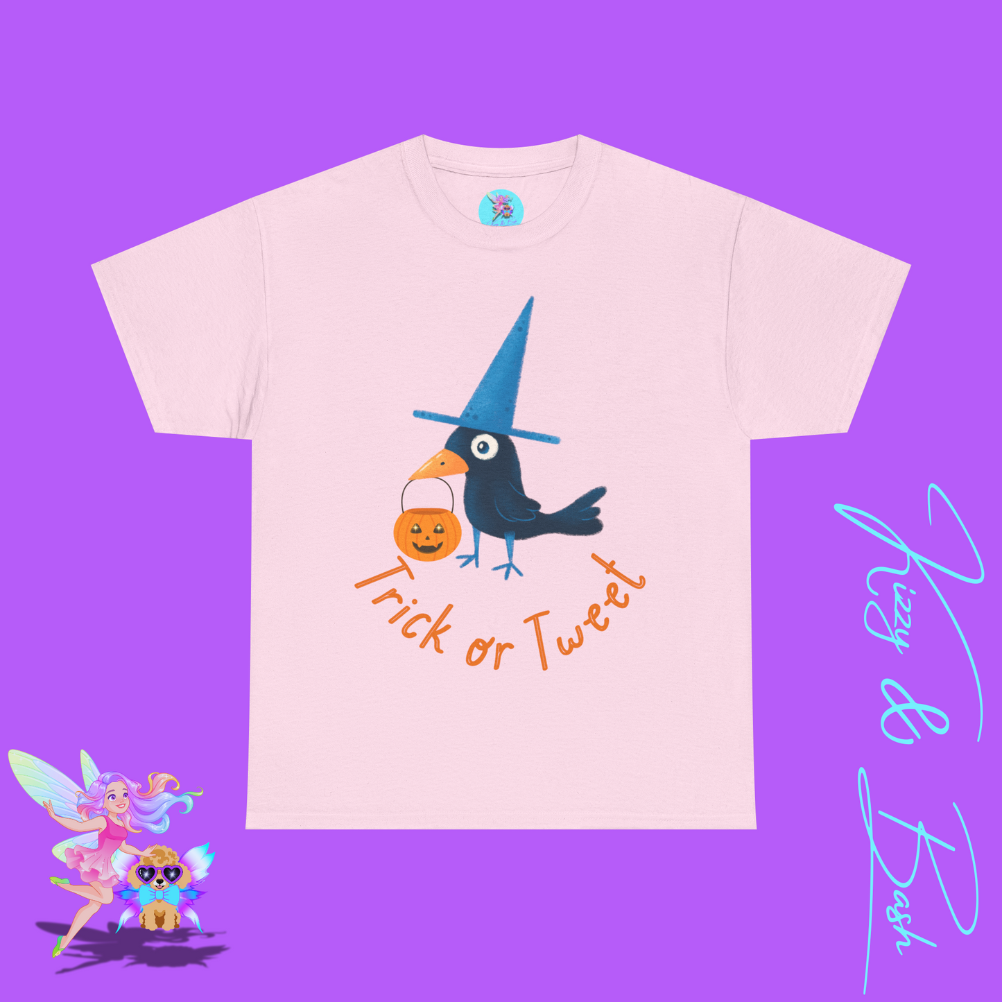 Halloween Black Bird Trick-or-Treat Shirt Punny Halloween T-Shirt for Him or Her Trick-or-Tweet Pun Tee Funny Halloween Gift Idea Cute Raven Tee Fun Crow Shirt Unique Halloween Gift Idea Unisex Heavy Cotton Tee