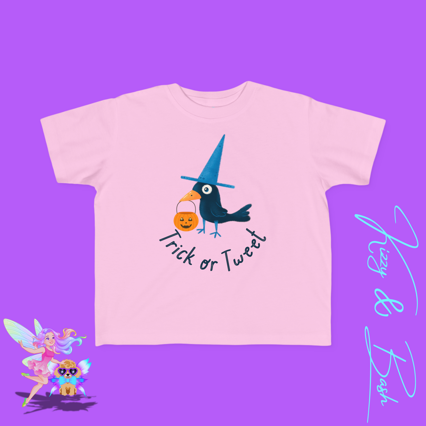 Trick-or-Tweet Black Bird Halloween Shirt for Toddlers Cute and Funny Fall Tee Halloween Gift Idea for Toddlers Halloween Pun Shirt for Toddler's Fine Jersey Tee