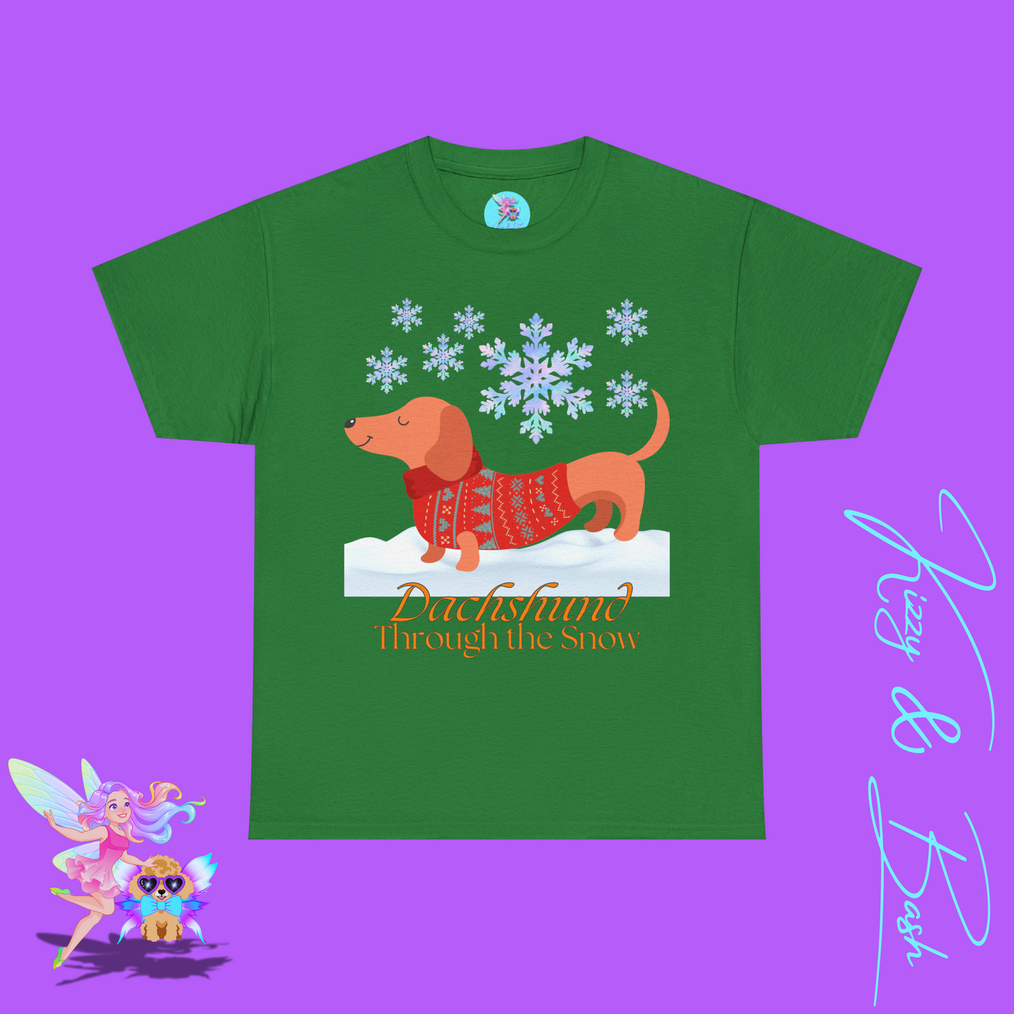 Christmas Wiener Dog T-Shirt for Adults Dachshund Through the Snow Holiday Shirt for Dog Lovers Cute Dog Christmas Shirt Perfect Gift for Pun Lovers Unique Gift for Dog Mom or Dog Dad Unisex Heavy Cotton Tee