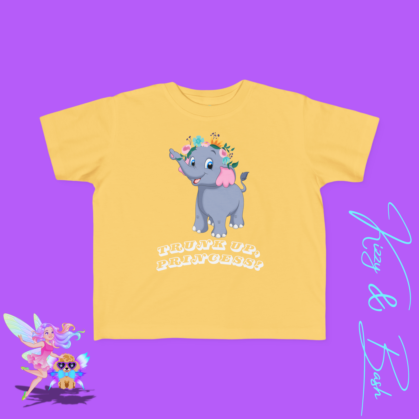 Cute Elephant Princess Shirt Trunk Up, Princess Royal Elephant Tee Cute Graphic Tee for Her Gift for Princess Lovers or Elephant Fans Fun Animal T-Shirt for Toddler's Fine Jersey Tee