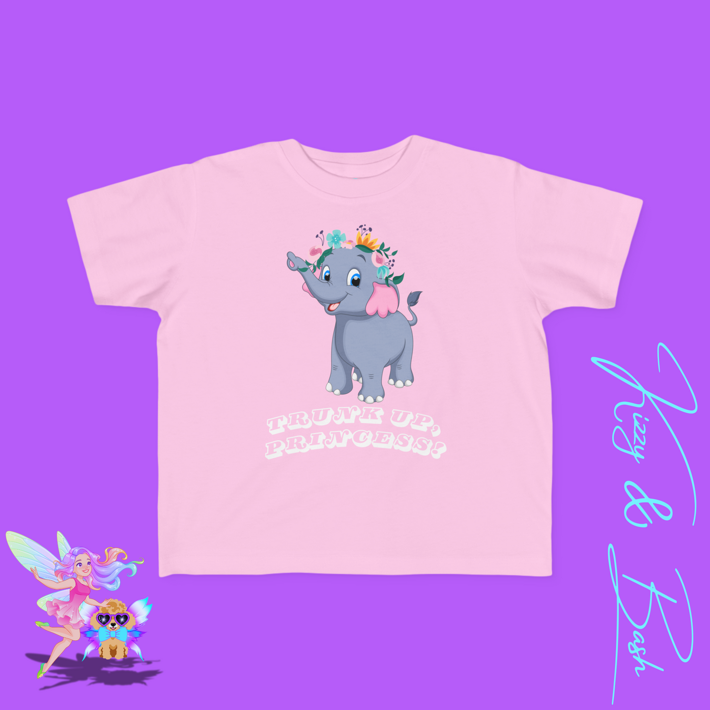 Cute Elephant Princess Shirt Trunk Up, Princess Royal Elephant Tee Cute Graphic Tee for Her Gift for Princess Lovers or Elephant Fans Fun Animal T-Shirt for Toddler's Fine Jersey Tee