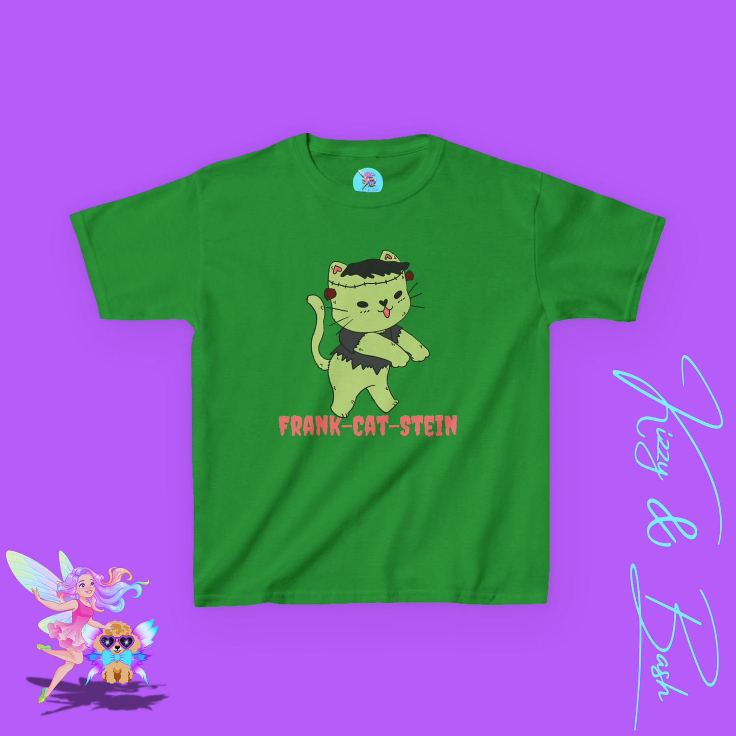 Frankenstein Kitty Cat Halloween Shirt for Kids Cute Cryptidcore Graphic Tee Cryptidcore Sasquatch Halloween Shirt Gift for Cat Lovers Spooky Halloween Gift Tee for Kids Heavy Cotton™ Tee
