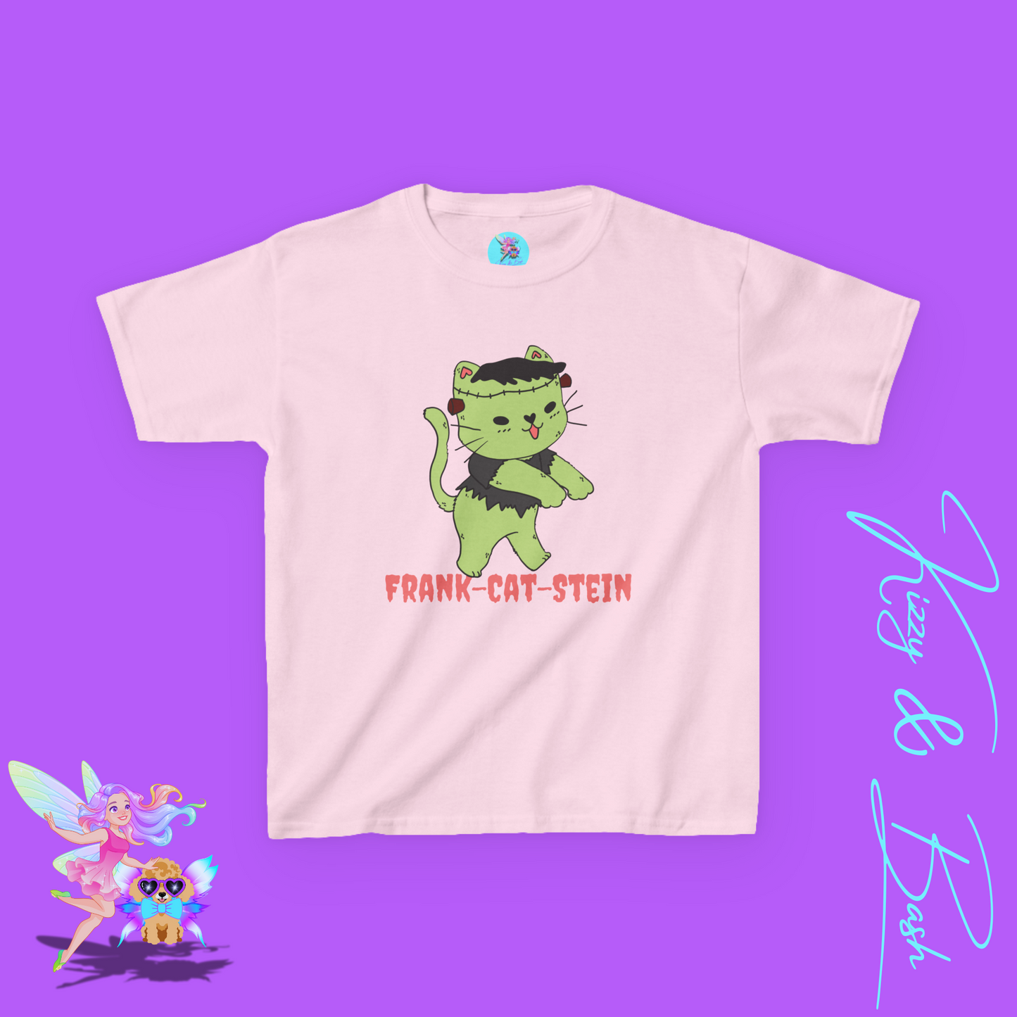Frankenstein Kitty Cat Halloween Shirt for Kids Cute Cryptidcore Graphic Tee Cryptidcore Sasquatch Halloween Shirt Gift for Cat Lovers Spooky Halloween Gift Tee for Kids Heavy Cotton™ Tee