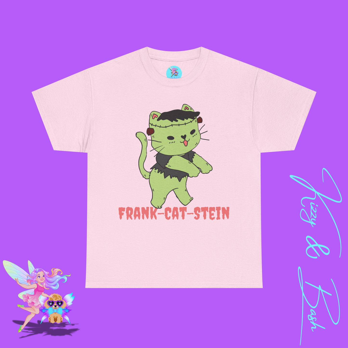Frankenstein Kitty Cat T-Shirt Cute Halloween Pun Shirt Perfect Halloween Shirt for Cat Lovers Funny Zombie Monster Cat Gift for Cat Mom or Cat Dad Unisex Heavy Cotton Tee