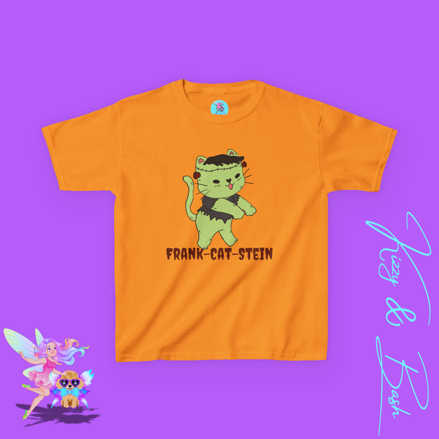 Frankenstein Kitty Cat Halloween Shirt for Kids Cute Cryptidcore Graphic Tee Cryptidcore Sasquatch Halloween Shirt Gift for Cat Lovers Spooky Halloween Gift Tee for Kids Heavy Cotton™ Tee
