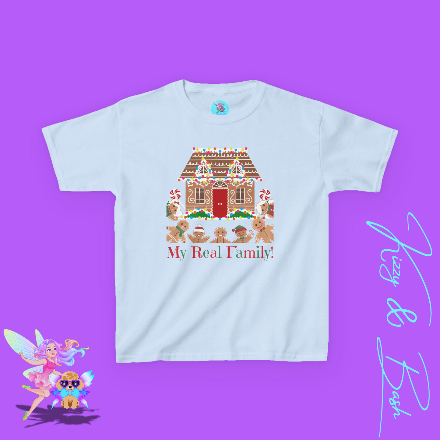 Gingerbread Family Christmas Shirt for Kids My Real Family Holiday T-Shirt Funny Christmas Shirt Gift for Gingerbread Lovers Christmas Cookies Shirt for Kids Heavy Cotton™ Tee