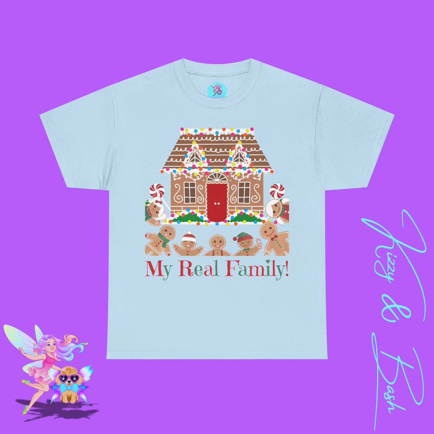 Gingerbread Family T-Shirt for Adults My Real Family Found Family Gift Idea Unique Gingerbread Gift for Gingerbread Lovers White Elephant Gift Exchange Idea Funny Christmas Cookies Tee Unisex Heavy Cotton Tee