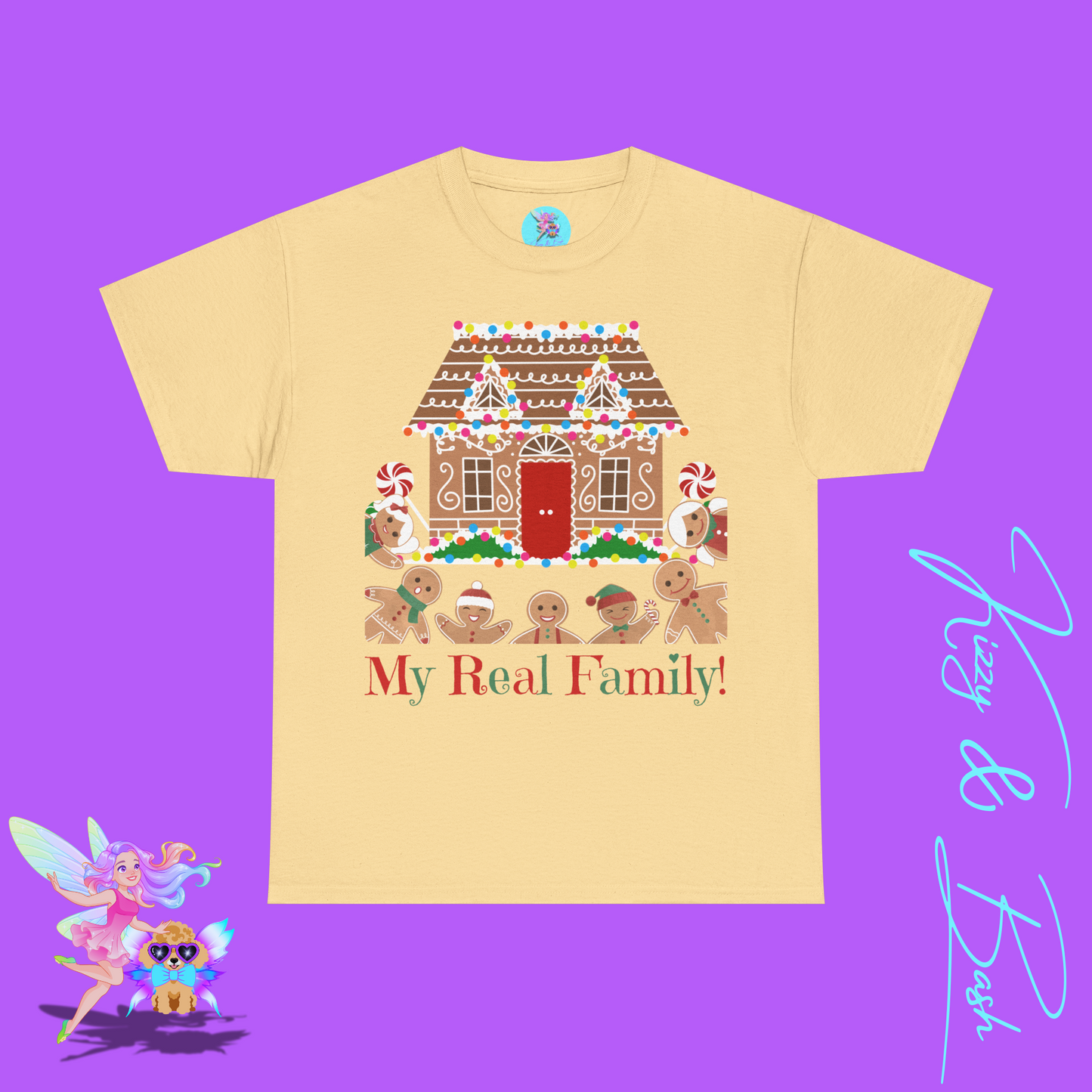Gingerbread Family T-Shirt for Adults My Real Family Found Family Gift Idea Unique Gingerbread Gift for Gingerbread Lovers White Elephant Gift Exchange Idea Funny Christmas Cookies Tee Unisex Heavy Cotton Tee