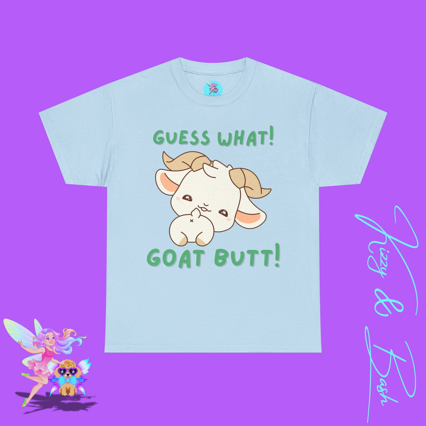 Guess What Goat Butt T-Shirt Funny Goat Shirt Hilarious Farmcore Gift Idea Funny Farm Animal Shirt Cute Animal Humor Graphic Tee for Adults Unique Gift for Goat Lovers Unisex Heavy Cotton Tee