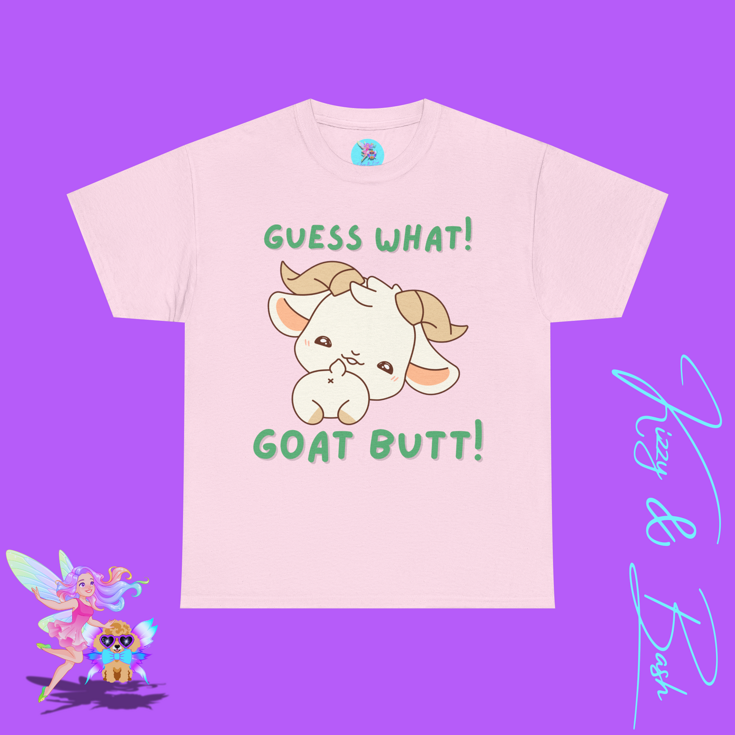 Guess What Goat Butt T-Shirt Funny Goat Shirt Hilarious Farmcore Gift Idea Funny Farm Animal Shirt Cute Animal Humor Graphic Tee for Adults Unique Gift for Goat Lovers Unisex Heavy Cotton Tee