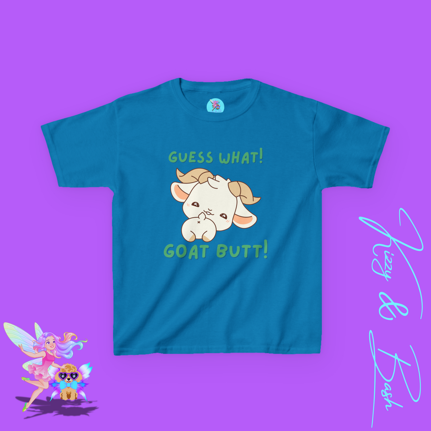 Guess What! Goat Butt! Funny Goat Butt Shirt Cute Animal Humor Graphic T-Shirt Gift for Goat Lovers Unique Farmcore Gift Tee Kids Heavy Cotton™ Tee