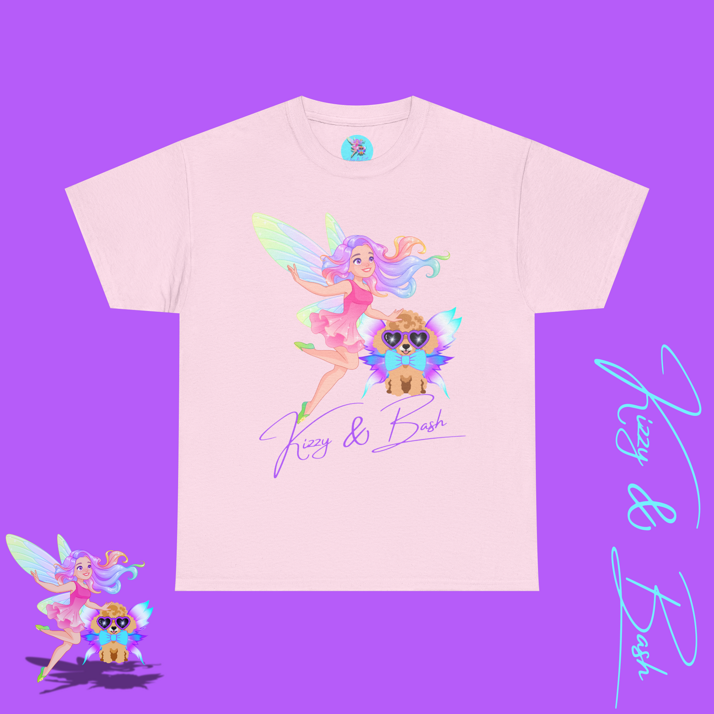 Kizzy & Bash Signature Shirt Unique Fairycore Gift Idea Colorful Fairy and Toy Poodle Fairy Shirt Fun Shirt for Dog Mom Perfect Gift for Fairy Lovers Beautiful Fairy Shirt Poodle Lover Gift Unisex Heavy Cotton Tee