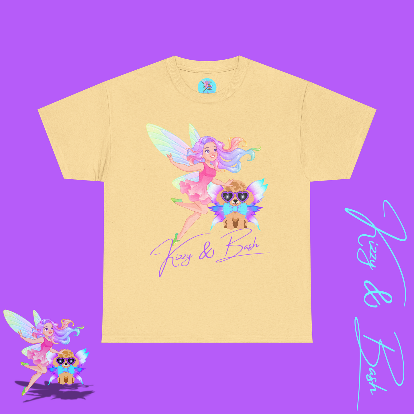 Kizzy & Bash Signature Shirt Unique Fairycore Gift Idea Colorful Fairy and Toy Poodle Fairy Shirt Fun Shirt for Dog Mom Perfect Gift for Fairy Lovers Beautiful Fairy Shirt Poodle Lover Gift Unisex Heavy Cotton Tee