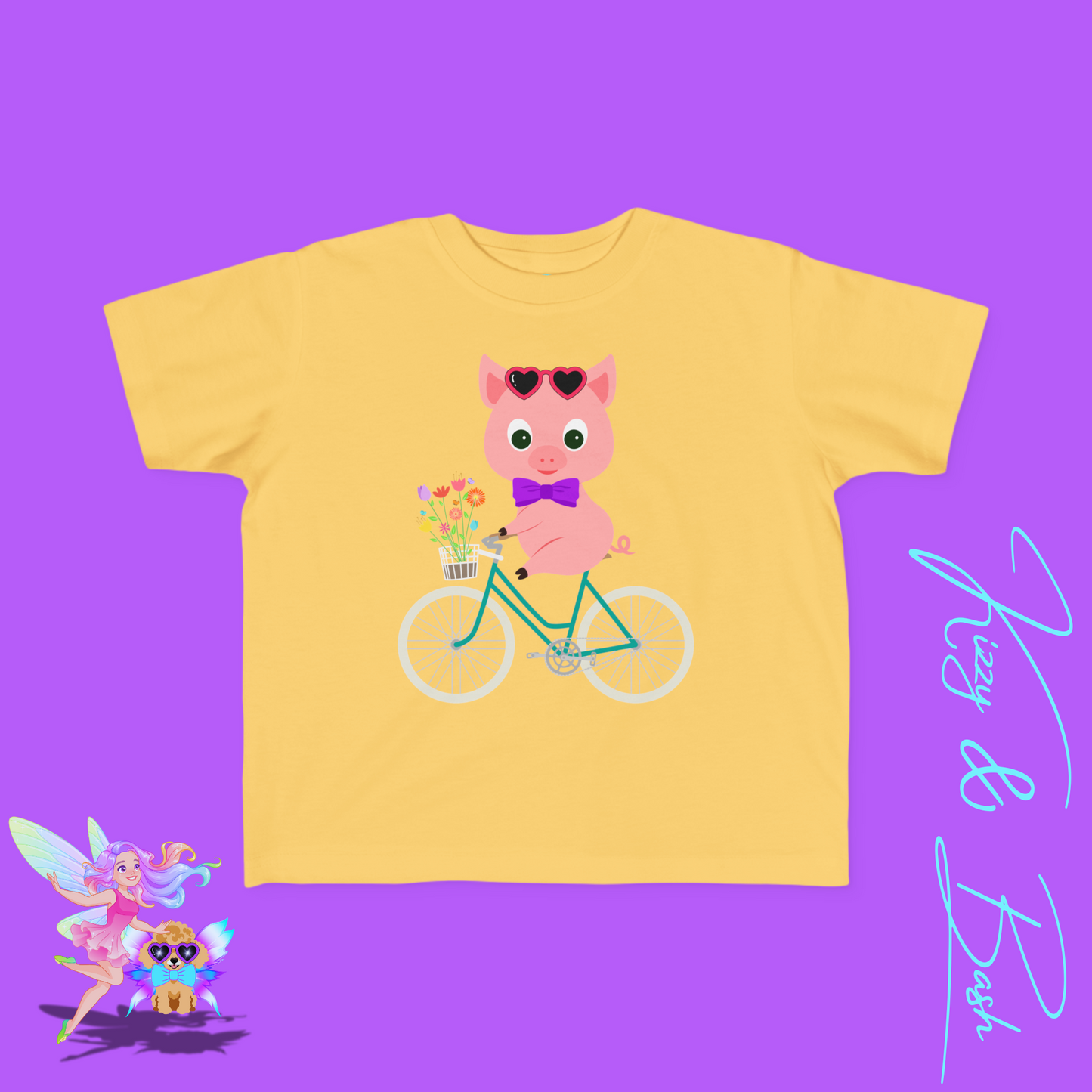 Cute Pig Riding a Bicycle T-Shirt for Toddlers Spring Animalcore Tee Unique Farmcore Gift Idea Perfect Gift for Pig Lovers Bicycle Enthusiasts Shirt Funny Animal Shirt for Toddler's Fine Jersey Tee