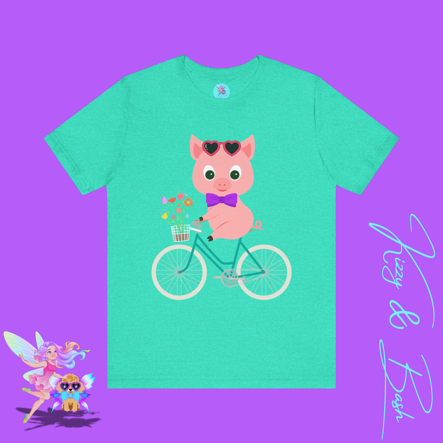 Cute Pig on Bicycle T-Shirt Whimsical Farmcore Graphic Tee Spring Piggy Shirt Gift for Pig Lovers Cute Farm Animal Shirt Spring Gift for Friends and Family Adult Unisex Jersey Short Sleeve Tee