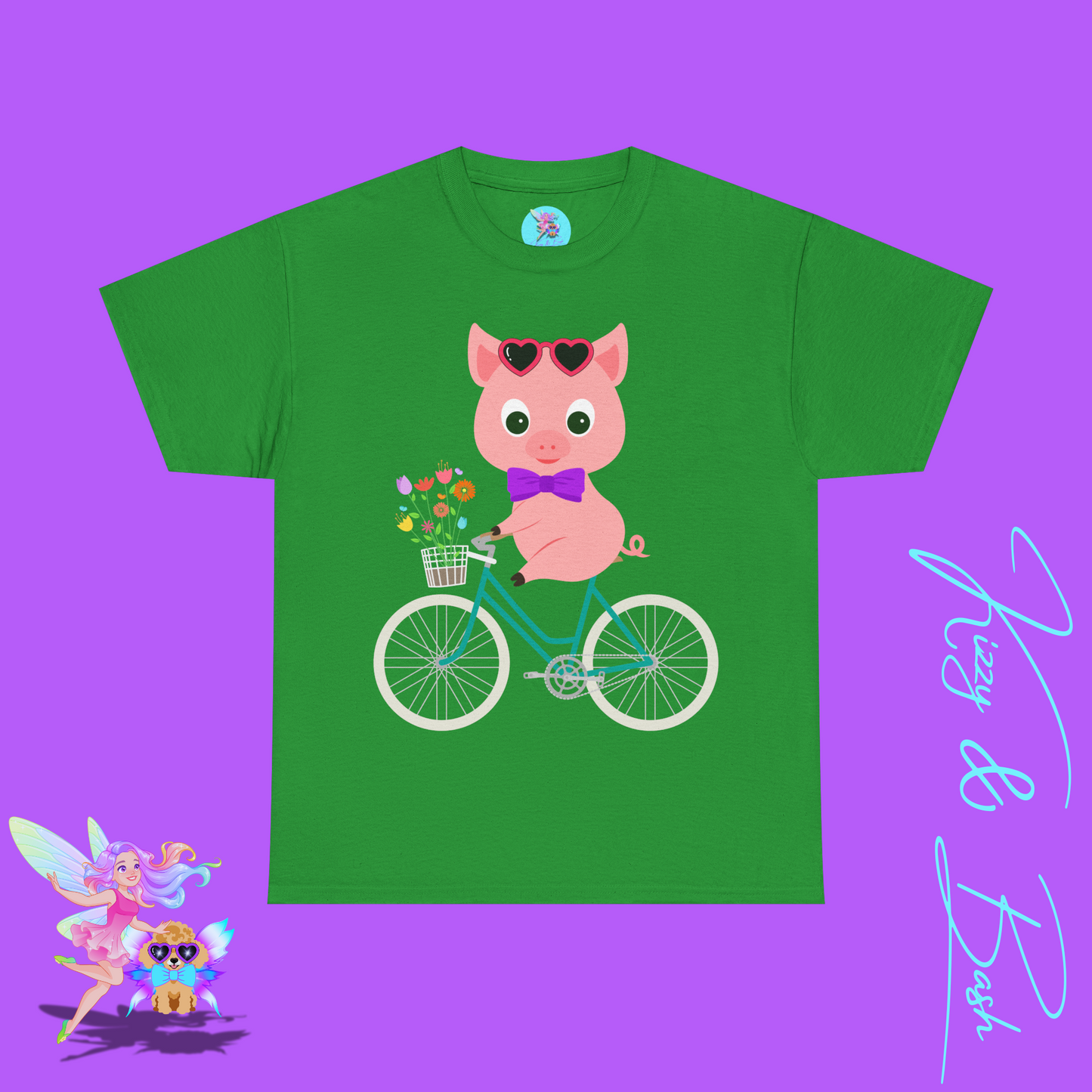 Adorable Pig Riding a Bicycle T-Shirt Cute Pig Shirt for Her Funny Animal T-Shirt Gift for Pig Lovers Funny Gift for Bicyclists Unique Spring Tee Unisex Heavy Cotton Tee