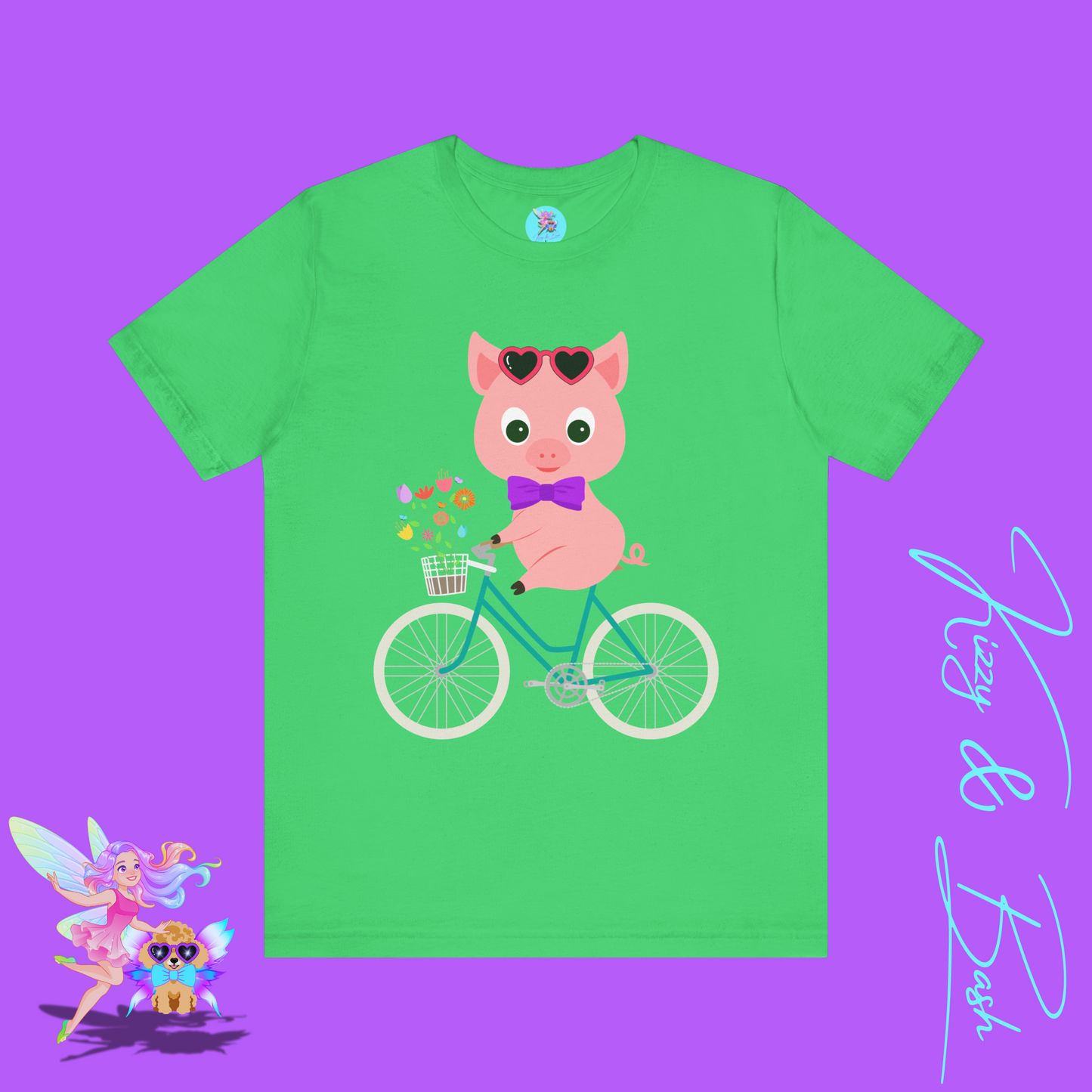 Cute Pig on Bicycle T-Shirt Whimsical Farmcore Graphic Tee Spring Piggy Shirt Gift for Pig Lovers Cute Farm Animal Shirt Spring Gift for Friends and Family Adult Unisex Jersey Short Sleeve Tee