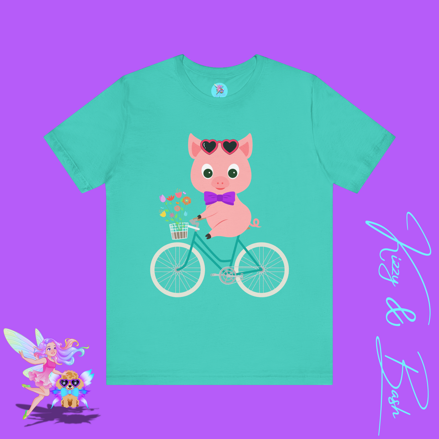 Cute Pig on Bicycle T-Shirt Whimsical Farmcore Graphic Tee Spring Piggy Shirt Gift for Pig Lovers Cute Farm Animal Shirt Spring Gift for Friends and Family Adult Unisex Jersey Short Sleeve Tee