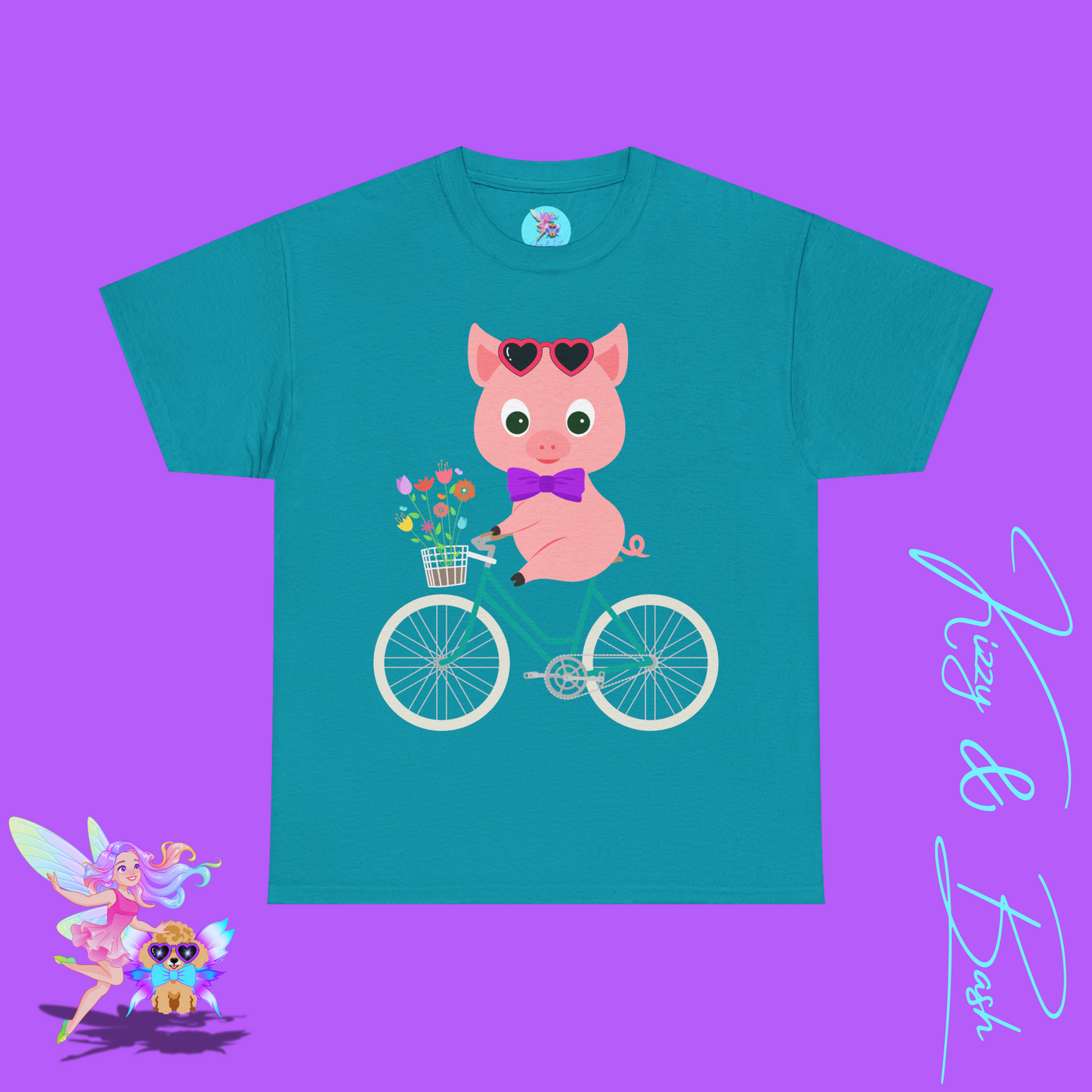 Adorable Pig Riding a Bicycle T-Shirt Cute Pig Shirt for Her Funny Animal T-Shirt Gift for Pig Lovers Funny Gift for Bicyclists Unique Spring Tee Unisex Heavy Cotton Tee