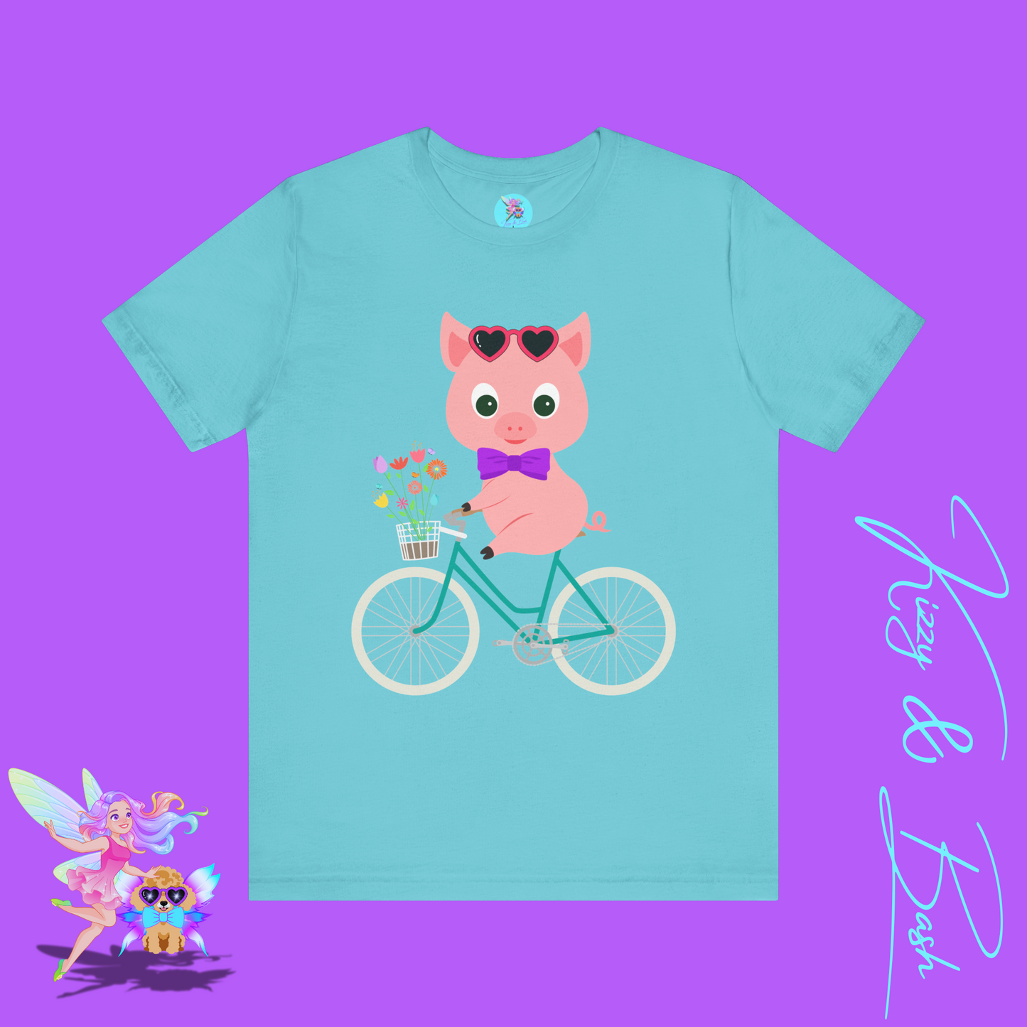 Cute Pig on Bicycle T-Shirt Whimsical Farmcore Graphic Tee Spring Piggy Shirt Gift for Pig Lovers Cute Farm Animal Shirt Spring Gift for Friends and Family Adult Unisex Jersey Short Sleeve Tee