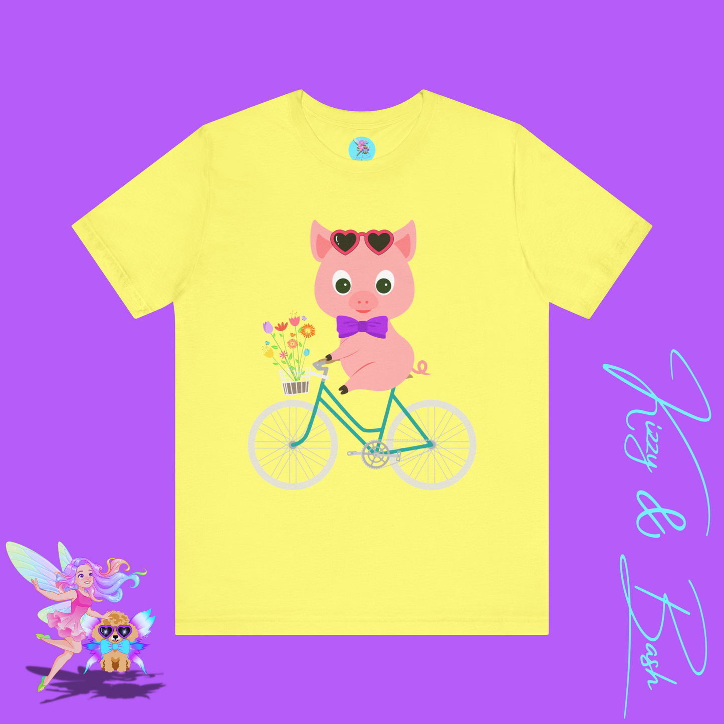 Cute Pig on Bicycle T-Shirt Whimsical Farmcore Graphic Tee Spring Piggy Shirt Gift for Pig Lovers Cute Farm Animal Shirt Spring Gift for Friends and Family Adult Unisex Jersey Short Sleeve Tee