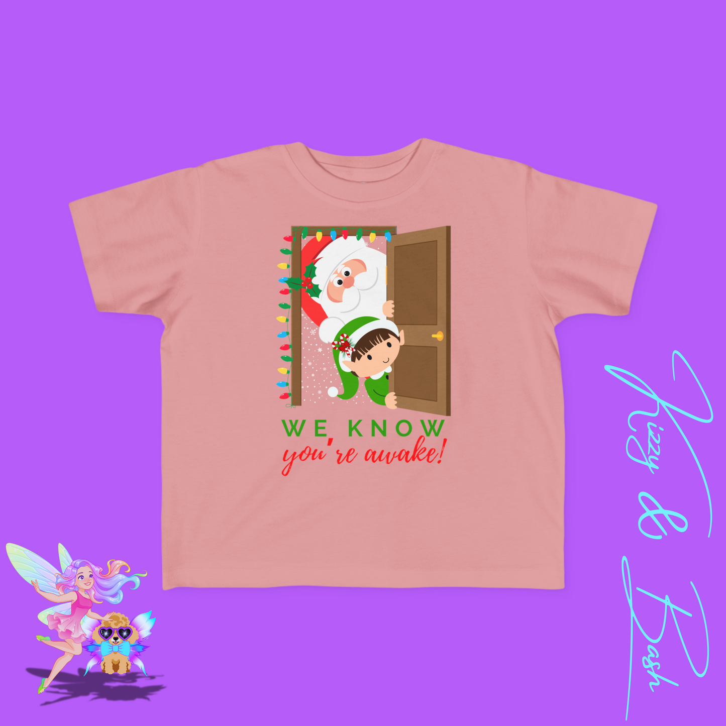 We Know You're Awake Santa and Elf T-Shirt for Toddlers Perfect Gift for the Naughty List Cute and Funny Christmas Shirt Funny Christmas Elf Gift Unique Gift for Santa Lovers Toddler's Fine Jersey Tee
