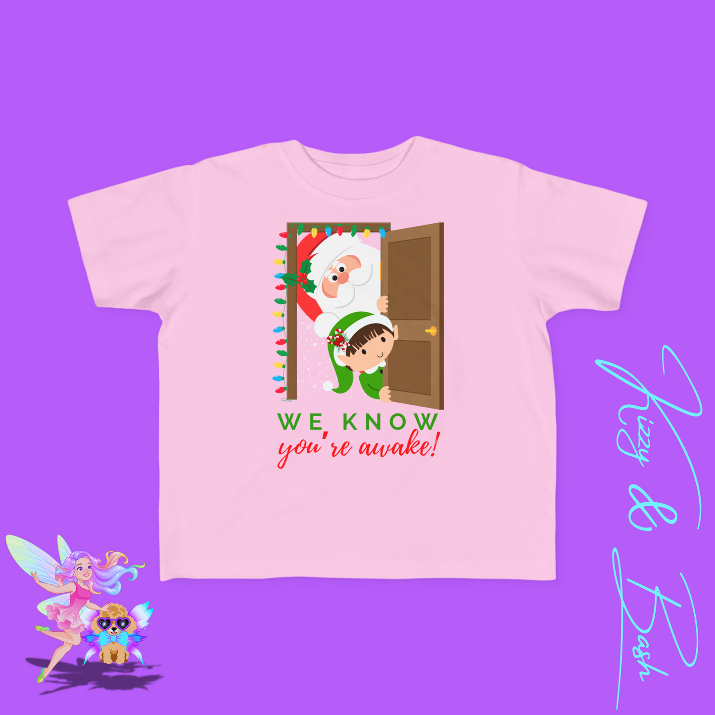 We Know You're Awake Santa and Elf T-Shirt for Toddlers Perfect Gift for the Naughty List Cute and Funny Christmas Shirt Funny Christmas Elf Gift Unique Gift for Santa Lovers Toddler's Fine Jersey Tee