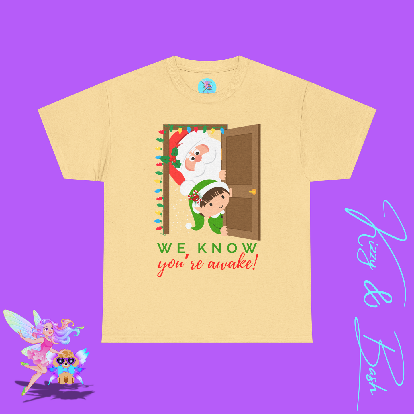 Santa and Elf We Know When You're Awake Shirt for Adults Funny Holiday T-Shirt Unique Christmas Gift Idea Perfect Gift for Santa Lovers Holiday Gift Idea for Friends and Family Unisex Heavy Cotton Tee