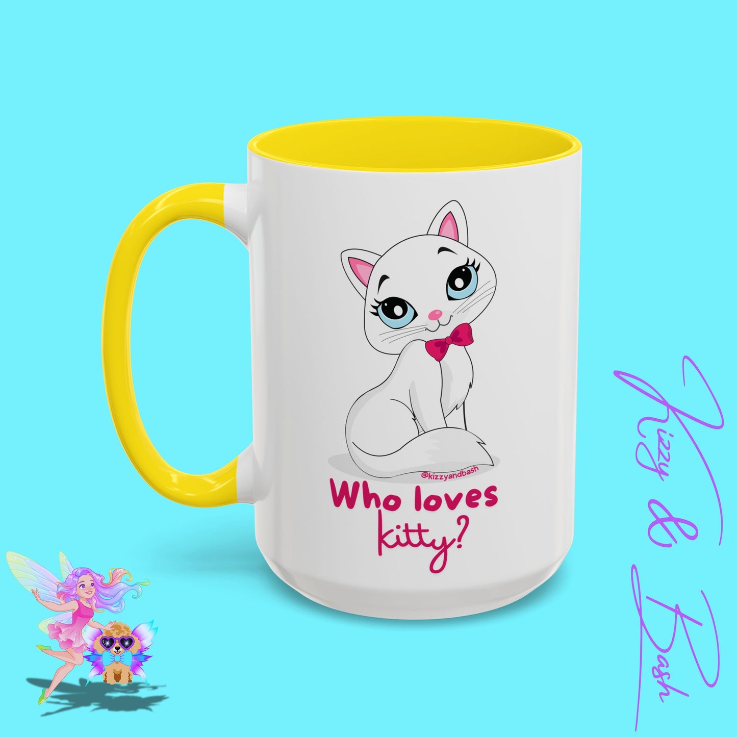 Flirty Kitty Cat Coffee Mug for Her Unique Cat Lover Gift Funny Animal Mug for Her White Cat Coffee Mug Perfect Gift for Cat Mom Who Loves Kitty Accent Coffee Mug - 11, 15oz