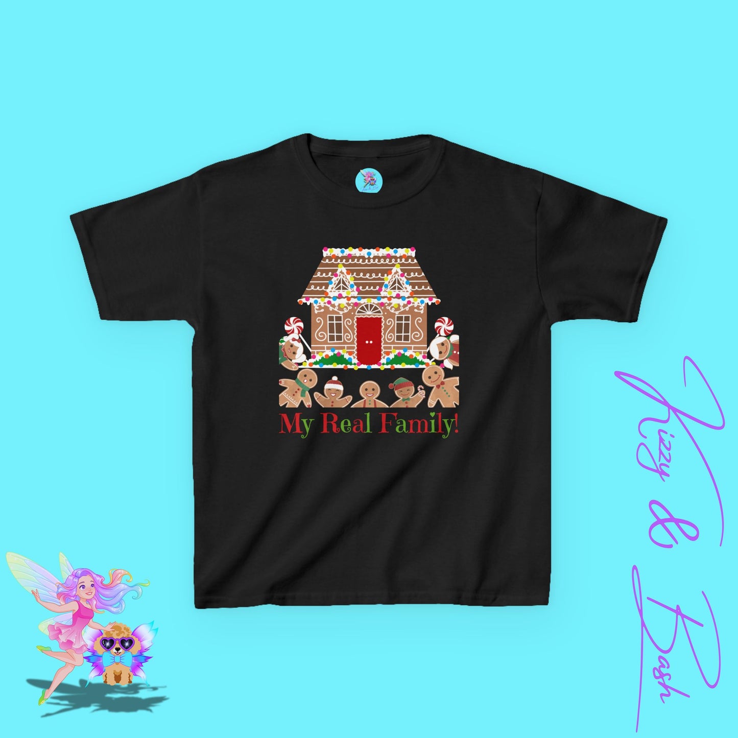 Gingerbread Family Christmas Shirt for Kids My Real Family Holiday T-Shirt Funny Christmas Shirt Gift for Gingerbread Lovers Christmas Cookies Shirt for Kids Heavy Cotton™ Tee