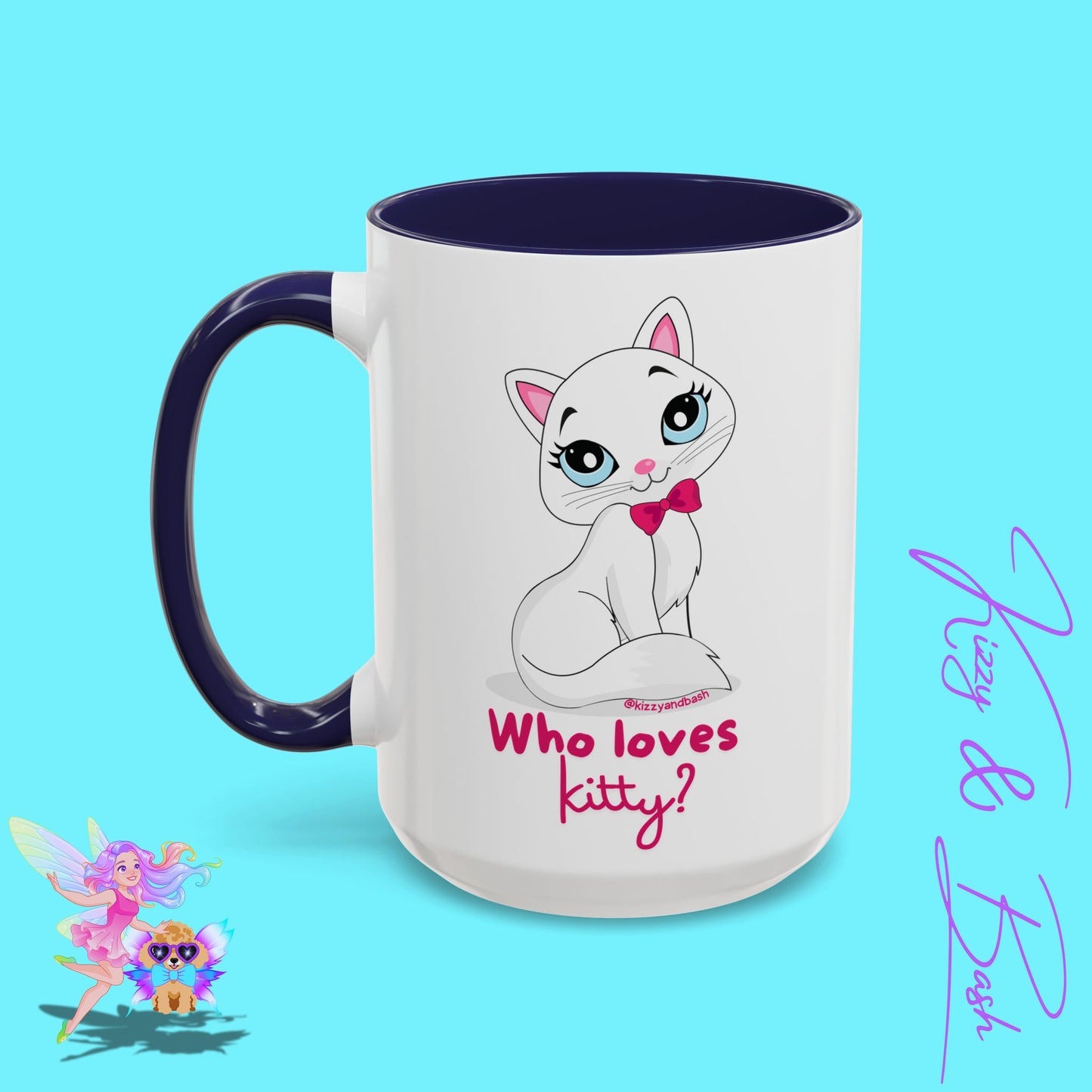 Flirty Kitty Cat Coffee Mug for Her Unique Cat Lover Gift Funny Animal Mug for Her White Cat Coffee Mug Perfect Gift for Cat Mom Who Loves Kitty Accent Coffee Mug - 11, 15oz