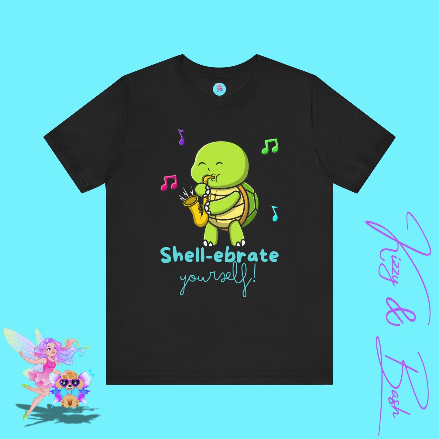 Saxophone Playing Turtle Shirt Shell-ebrate Yourself T-Shirt Funny Turtle Music Shirt Fun Gift for Music Lovers Band Camp T-Shirt  Band Student or Music Teacher Gift Adult Unisex Jersey Short Sleeve Tee