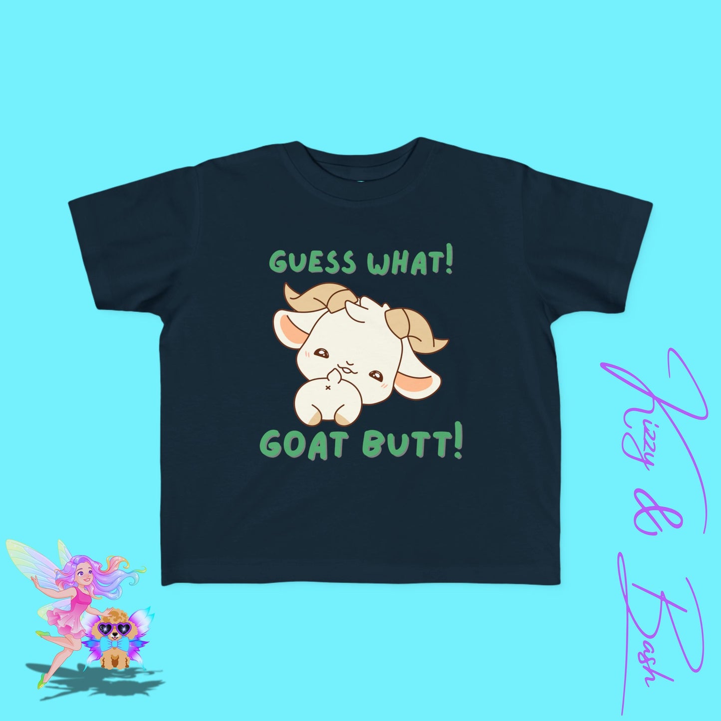 Guess What Goat Butt Shirt Funny Farmcore Tee for Toddlers Gift for Goat Lovers Punny Animal T-Shirt Gift Funny Farm Animal Shirt for Toddler's Fine Jersey Tee