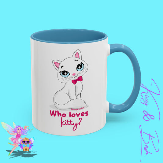 Flirty Kitty Cat Coffee Mug for Her Unique Cat Lover Gift Funny Animal Mug for Her White Cat Coffee Mug Perfect Gift for Cat Mom Who Loves Kitty Accent Coffee Mug - 11, 15oz