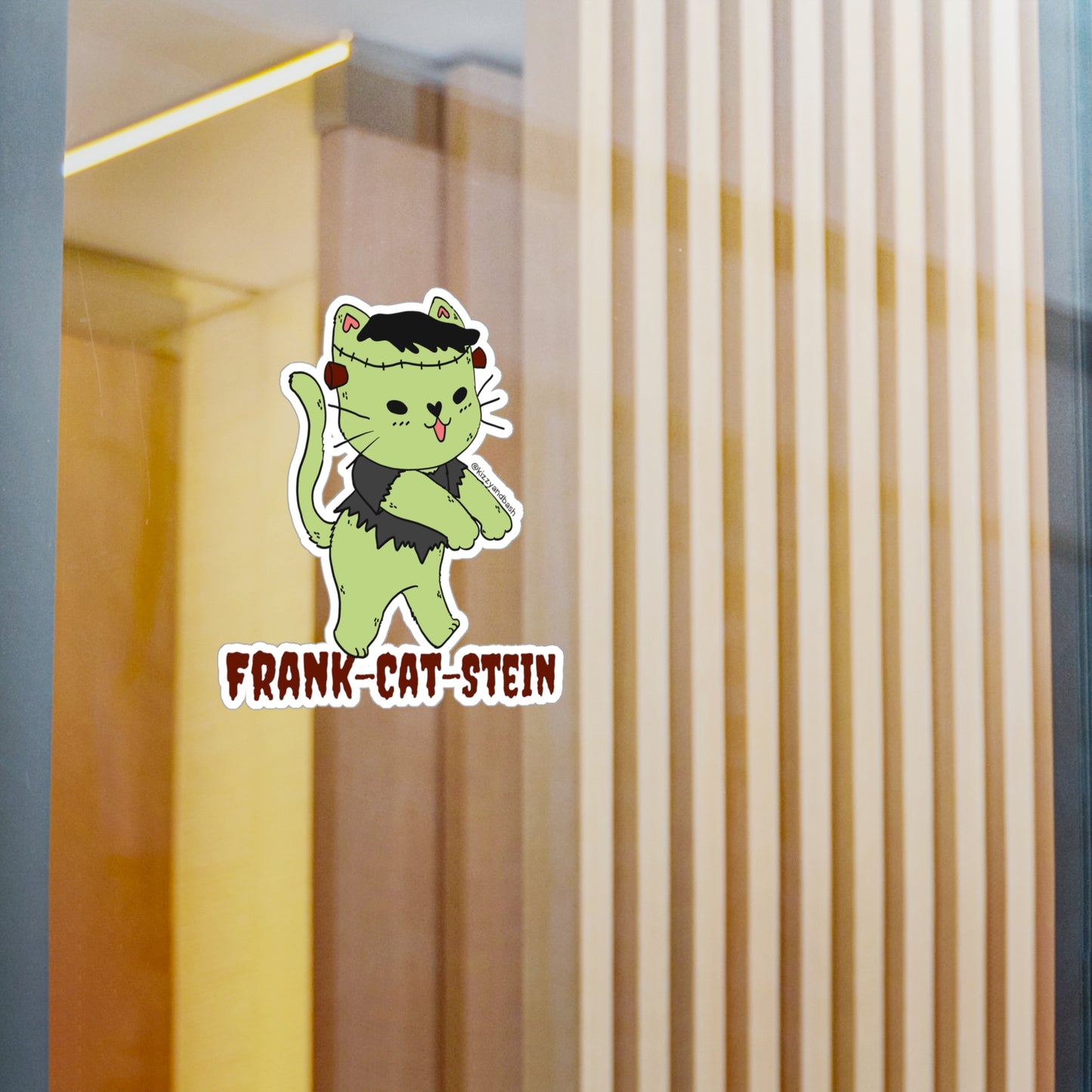 Waterproof Frankenstein Decal Funny Halloween Decal Perfect Gift for Cat Lovers Unique Gift for Cat Mom or Cat Dad Frank-Cat-Stein Cute Halloween Sticker Decal Frankenstein Kitty Cat Halloween Kiss-Cut Vinyl Decals