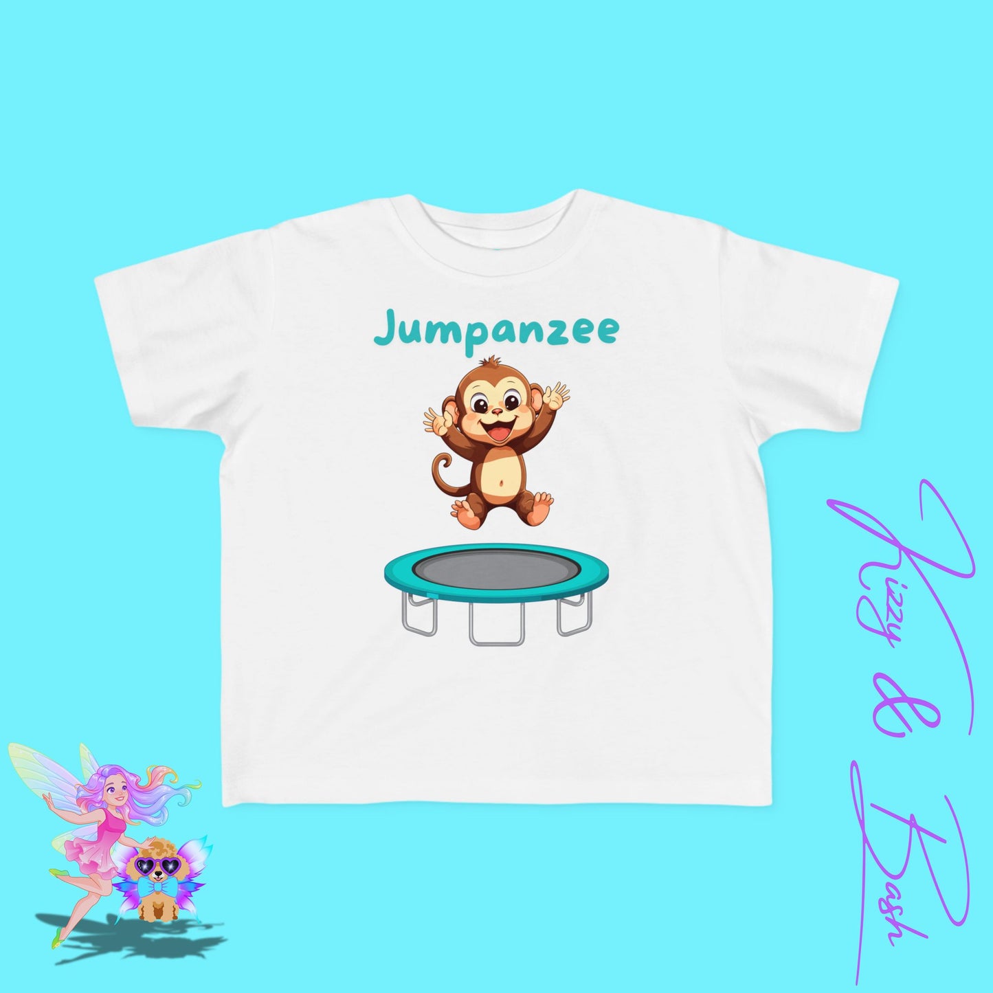 Jumpanzee Jumping Monkey Shirt for Toddlers Funny Pun Shirt for Him or Her Perfect Gift for Monkey Lovers Fun Zoo Field Trip Shirt Cute Animal Pun T-Shirt Hilarious Trampoline Park T-Shirt Gymnastics Lover Shirt for Toddler's Fine Jersey Tee