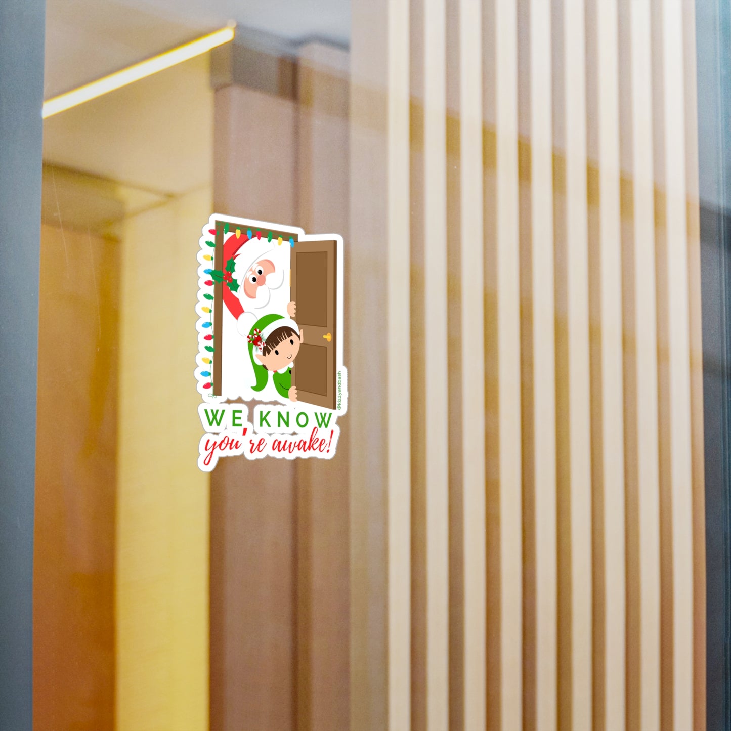 Waterproof Santa and Elf Decal Funny Christmas Sticker Unique Christmas Decal Perfect Gift for Christmas We Know You're Awake Holiday Kiss-Cut Vinyl Decals