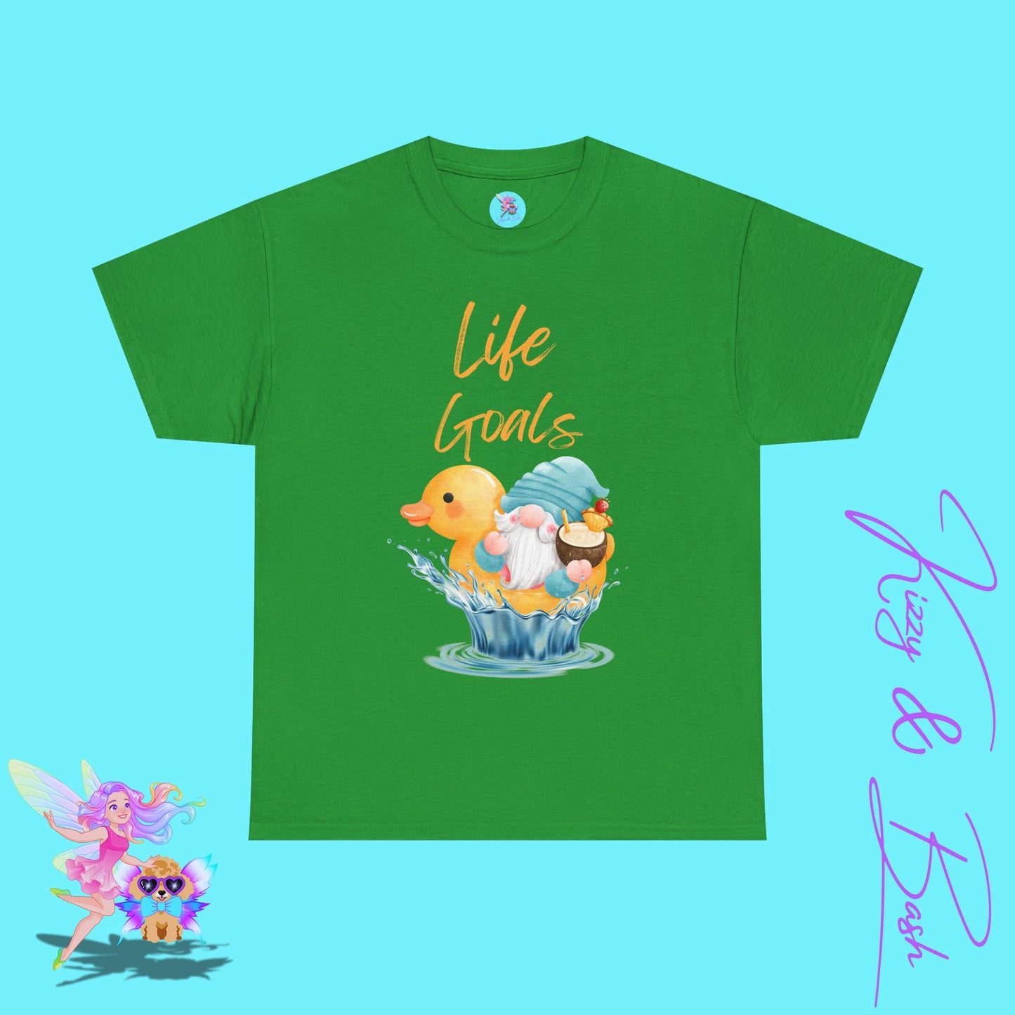 Life Goals Shirt for Adults Gnome Riding a Rubber Ducky T-Shirt Perfect Vacation Tee for Him or Her Gift for Gnome Lovers Gift Cute Gnomecore Shirt Funny Gift for Rubber Ducky Fans Unisex Heavy Cotton Tee