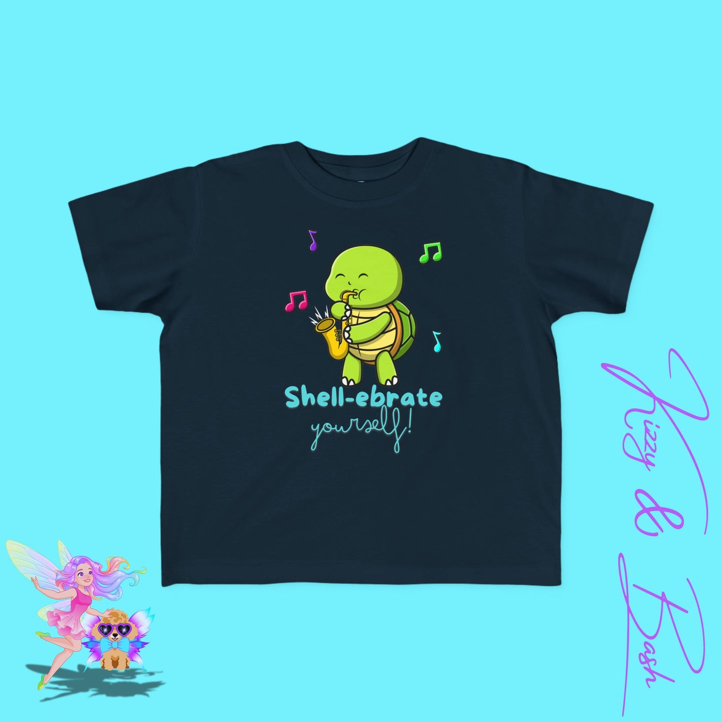 Saxophone Playing Turtle T-Shirt for Toddlers Fun Band Camp T-Shirt Gift for Music Lovers Funny Band Shirt Cute Music Lover Tee Feel-Good Gift Shirt Perfect Gift for Turtle Lovers Shell-ebrate Yourself Shirt for Toddler's Fine Jersey Tee