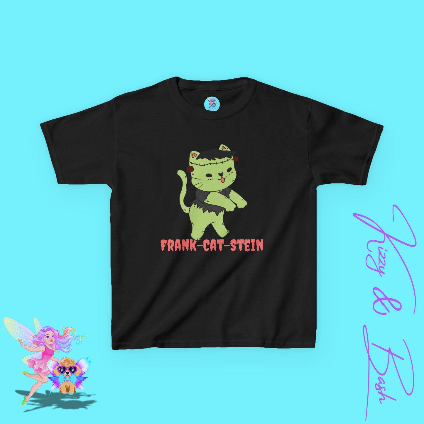Frankenstein Kitty Cat Halloween Shirt for Kids Cute Cryptidcore Graphic Tee Cryptidcore Sasquatch Halloween Shirt Gift for Cat Lovers Spooky Halloween Gift Tee for Kids Heavy Cotton™ Tee