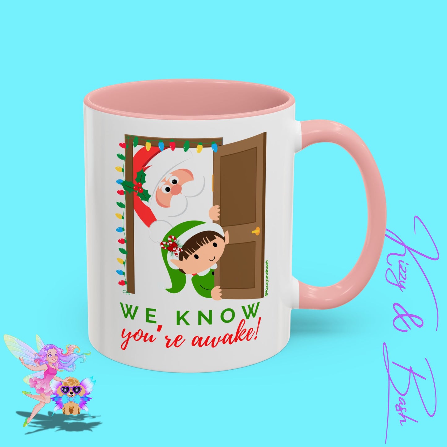Funny Santa and Elf Mug Unique Santa Coffee Mug Hilarious Elf Lover Gift Funny Christmas Mug Perfect Christmas Gift for Teacher Appreciation We Know You're Awake Accent Coffee Mug - 11, 15oz
