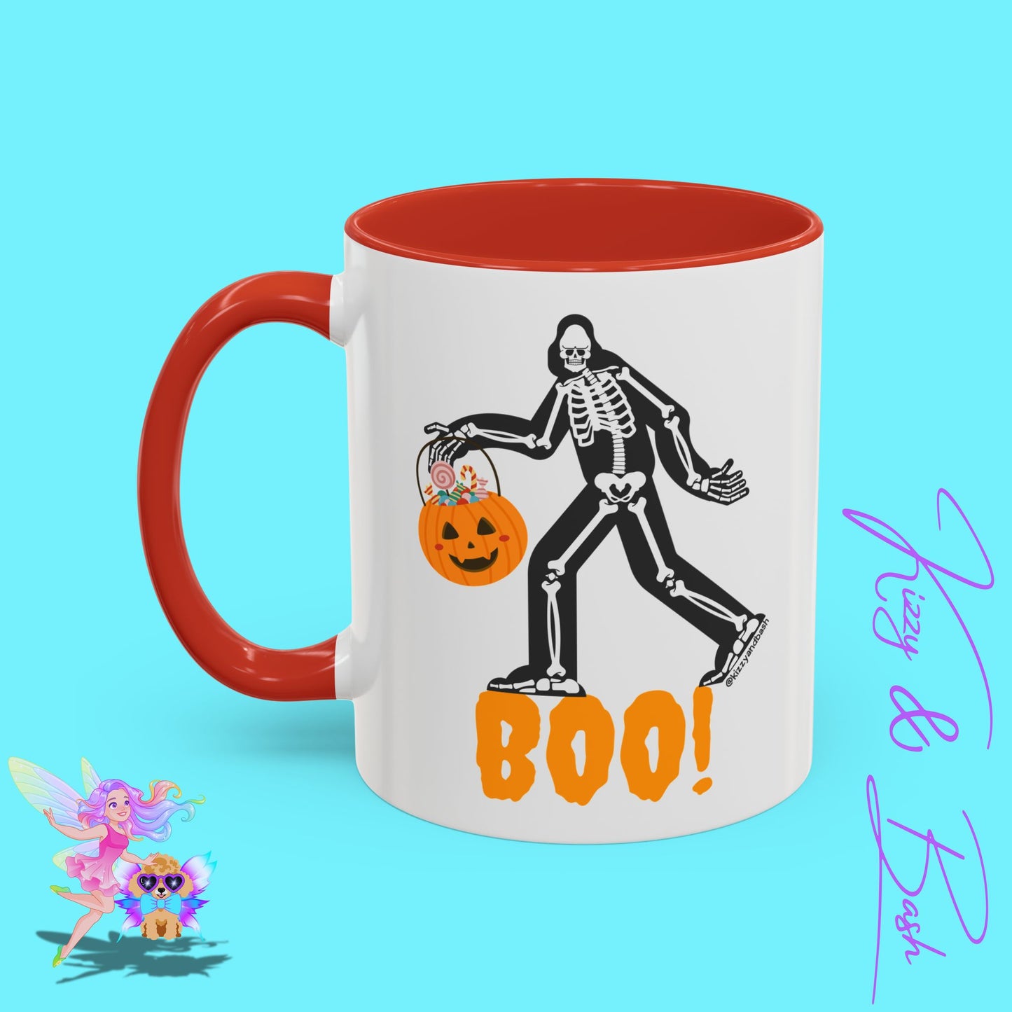 Funny Bigfoot Coffee Mug Unique Halloween Coffee Mug Sasquatch Mug for Him or Her Cute Halloween Gift for Teachers Perfect Gift for Bigfoot Hunters Funny Gift for Bigfoot Believers Sasquatch Skeleton Trick-or-Treating Accent Coffee Mug - 11, 15oz