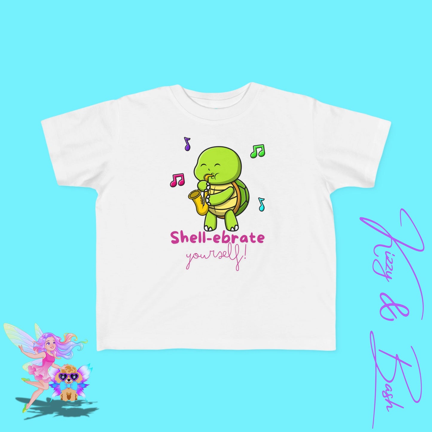 Saxophone Playing Turtle T-Shirt for Toddlers Fun Band Camp T-Shirt Gift for Music Lovers Funny Band Shirt Cute Music Lover Tee Feel-Good Gift Shirt Perfect Gift for Turtle Lovers Shell-ebrate Yourself Shirt for Toddler's Fine Jersey Tee