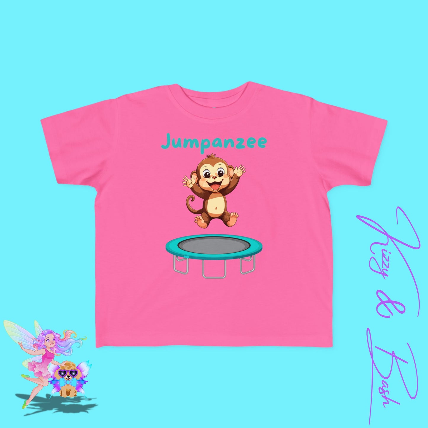 Jumpanzee Jumping Monkey Shirt for Toddlers Funny Pun Shirt for Him or Her Perfect Gift for Monkey Lovers Fun Zoo Field Trip Shirt Cute Animal Pun T-Shirt Hilarious Trampoline Park T-Shirt Gymnastics Lover Shirt for Toddler's Fine Jersey Tee