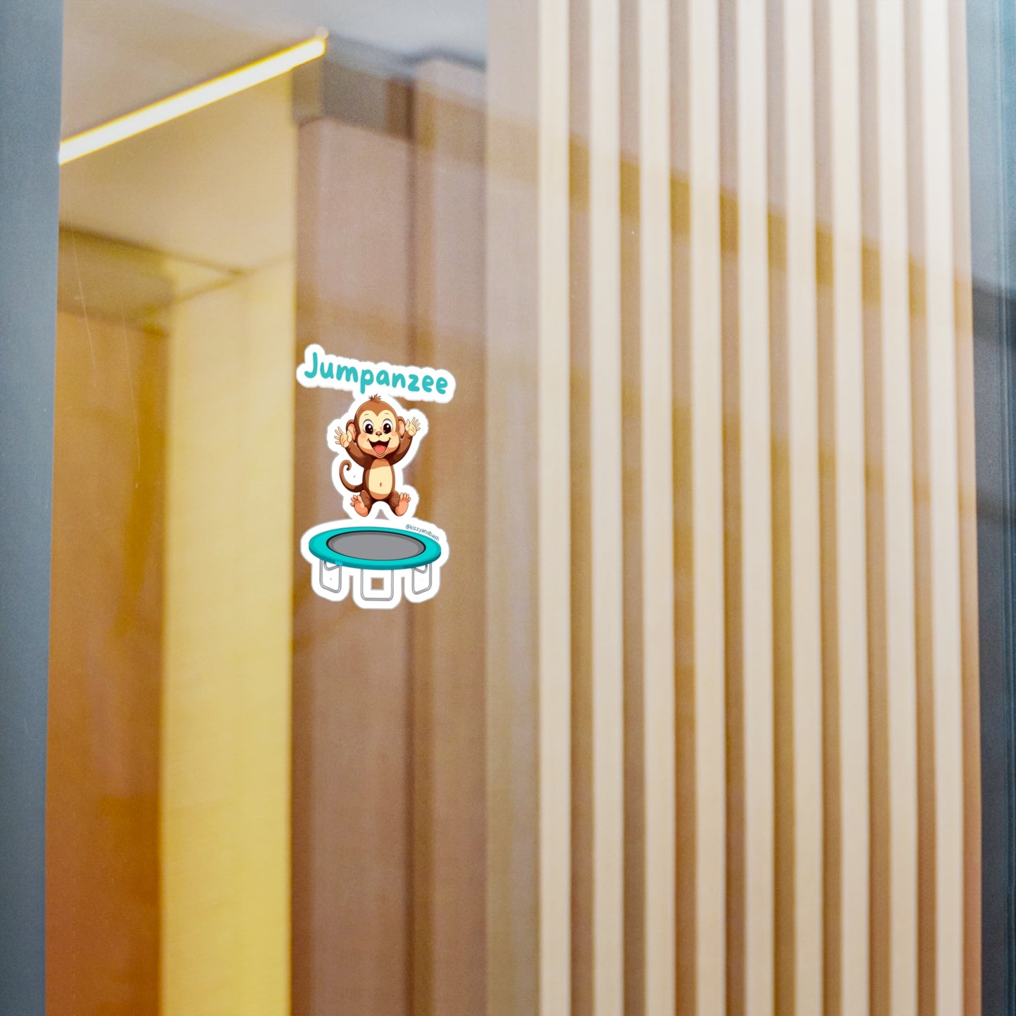 Waterproof Monkey on Trampoline Decal Sticker Jumpanzee Kiss-Cut Vinyl Decals Unique Monkey Lover Gift Gymnastics Teacher Gift Idea Funny Animal Pun Sticker