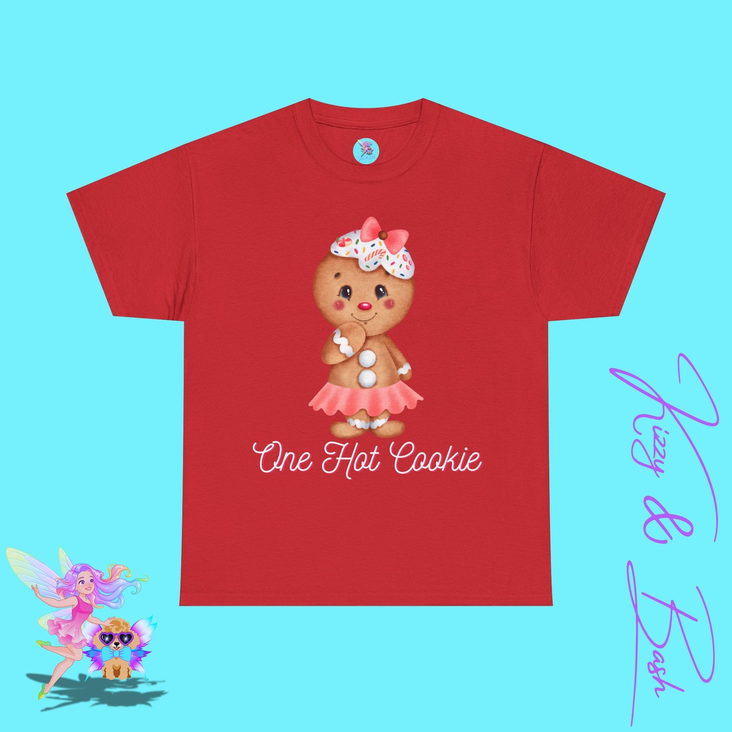 Cute Gingerbread Cookie Girl T-Shirt for Adults One Hot Cookie Shirt for Her Cute and Sassy Tee Cute Christmas Gift Idea Christmas Gift for Cookie Lovers Perfect Gift for Gingerbread Lovers Unisex Heavy Cotton Tee