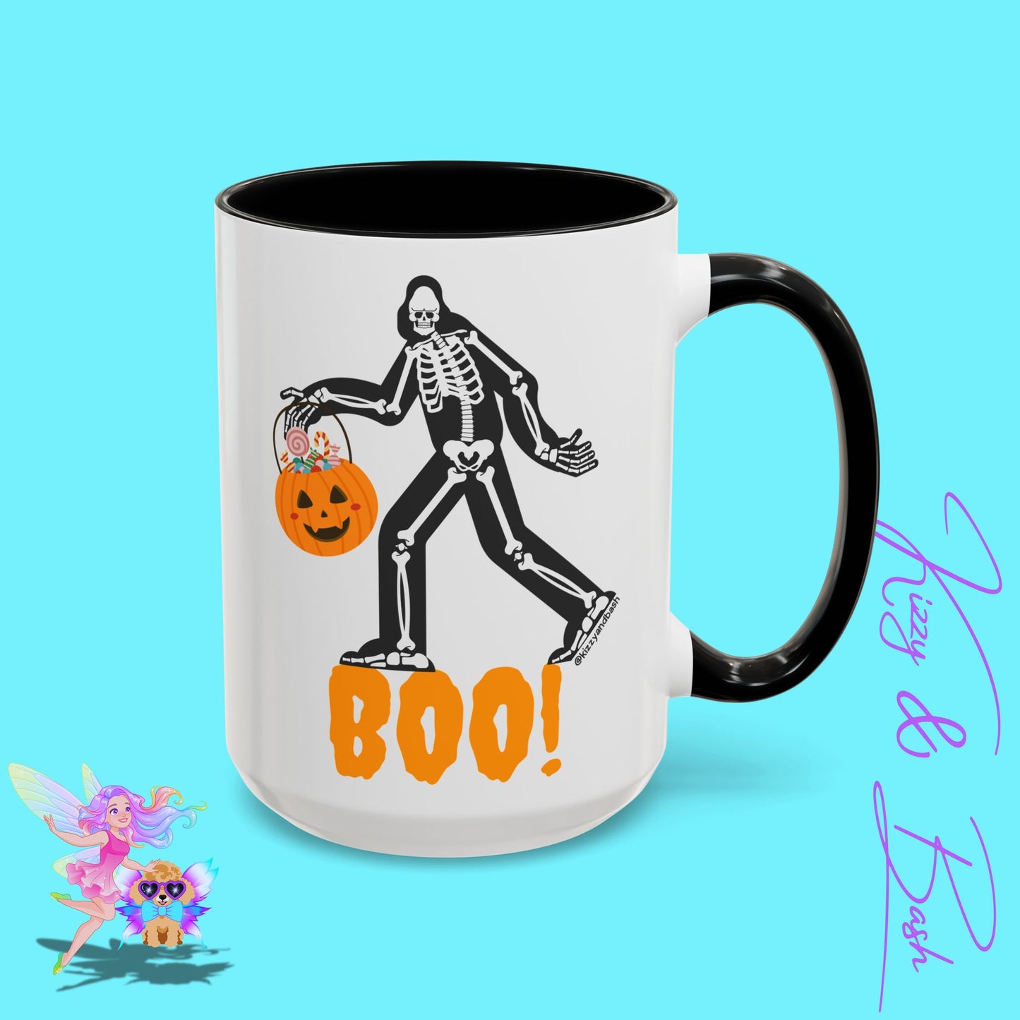 Funny Bigfoot Coffee Mug Unique Halloween Coffee Mug Sasquatch Mug for Him or Her Cute Halloween Gift for Teachers Perfect Gift for Bigfoot Hunters Funny Gift for Bigfoot Believers Sasquatch Skeleton Trick-or-Treating Accent Coffee Mug - 11, 15oz